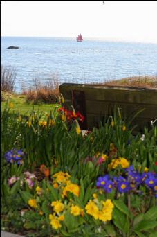FLOWERS AND SAILING SHIP
