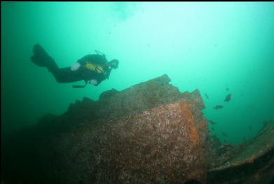 over bow of wreck