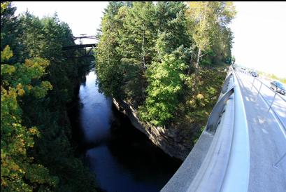 looking down from the highway bridge
