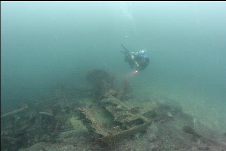 wreckage near the stern of the barge
