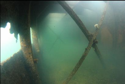 inside shallow side of barge